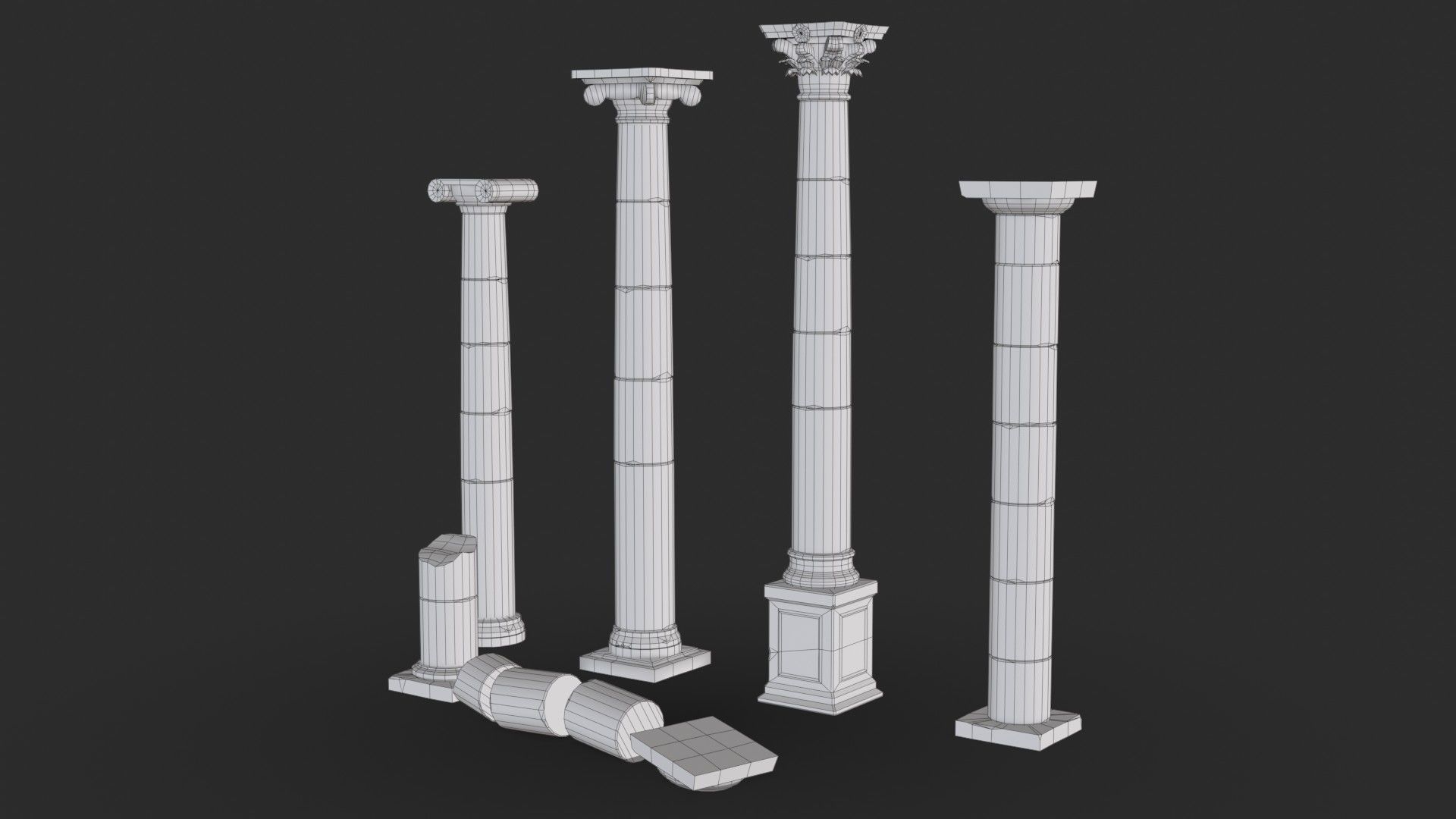 Columns Modular 02 Low-poly 3D model_13