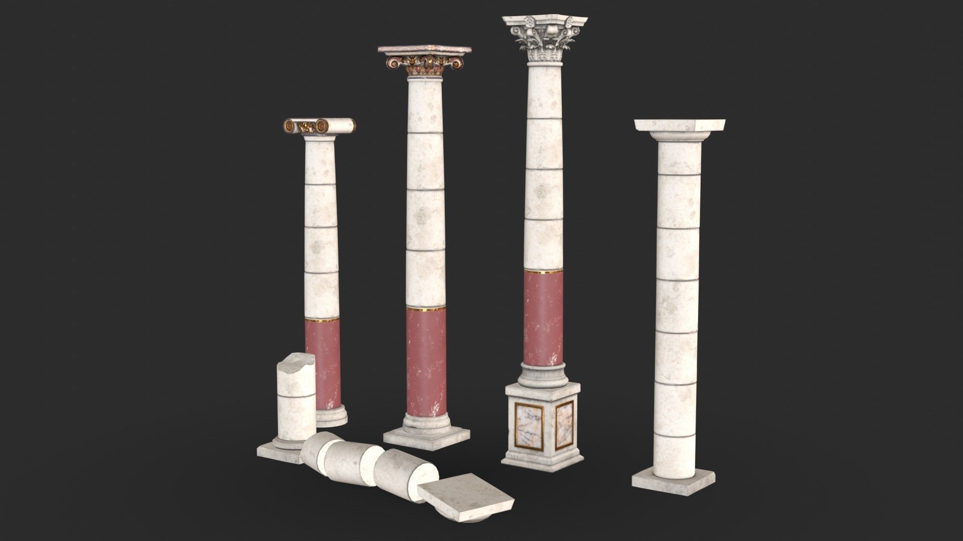 Columns Modular 02 Low-poly 3D model_1