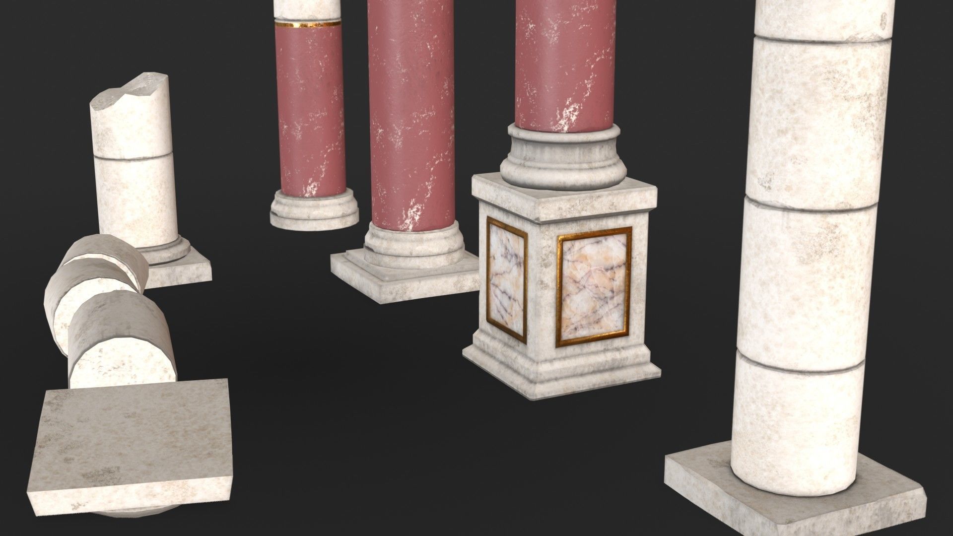 Columns Modular 02 Low-poly 3D model_5