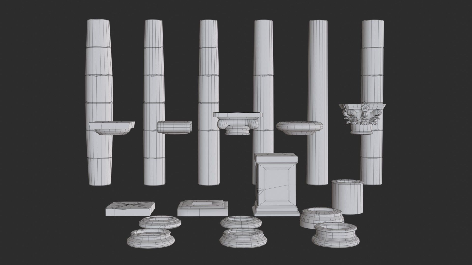 Columns Modular 02 Low-poly 3D model_21