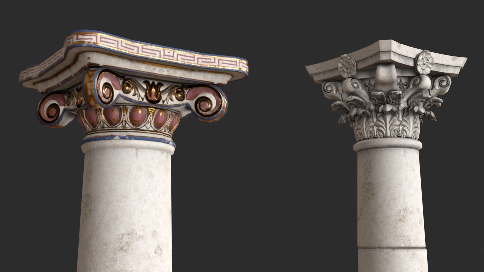 Columns Modular 02 Low-poly 3D model_7