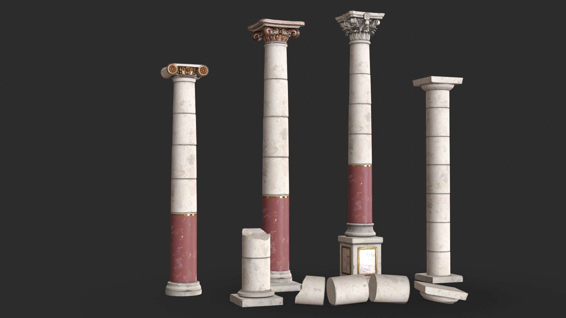 Columns Modular 02 Low-poly 3D model_2
