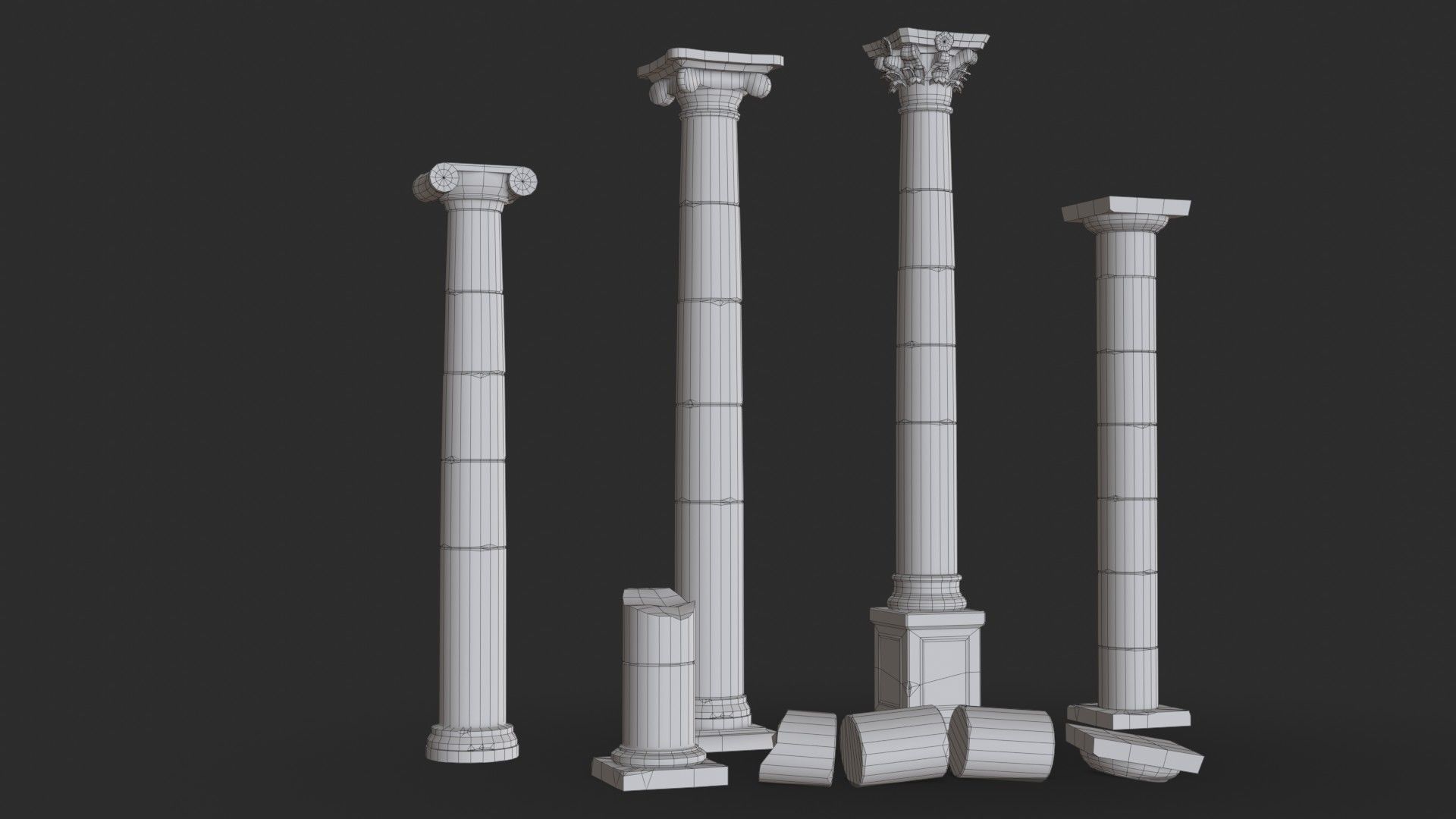 Columns Modular 02 Low-poly 3D model_14