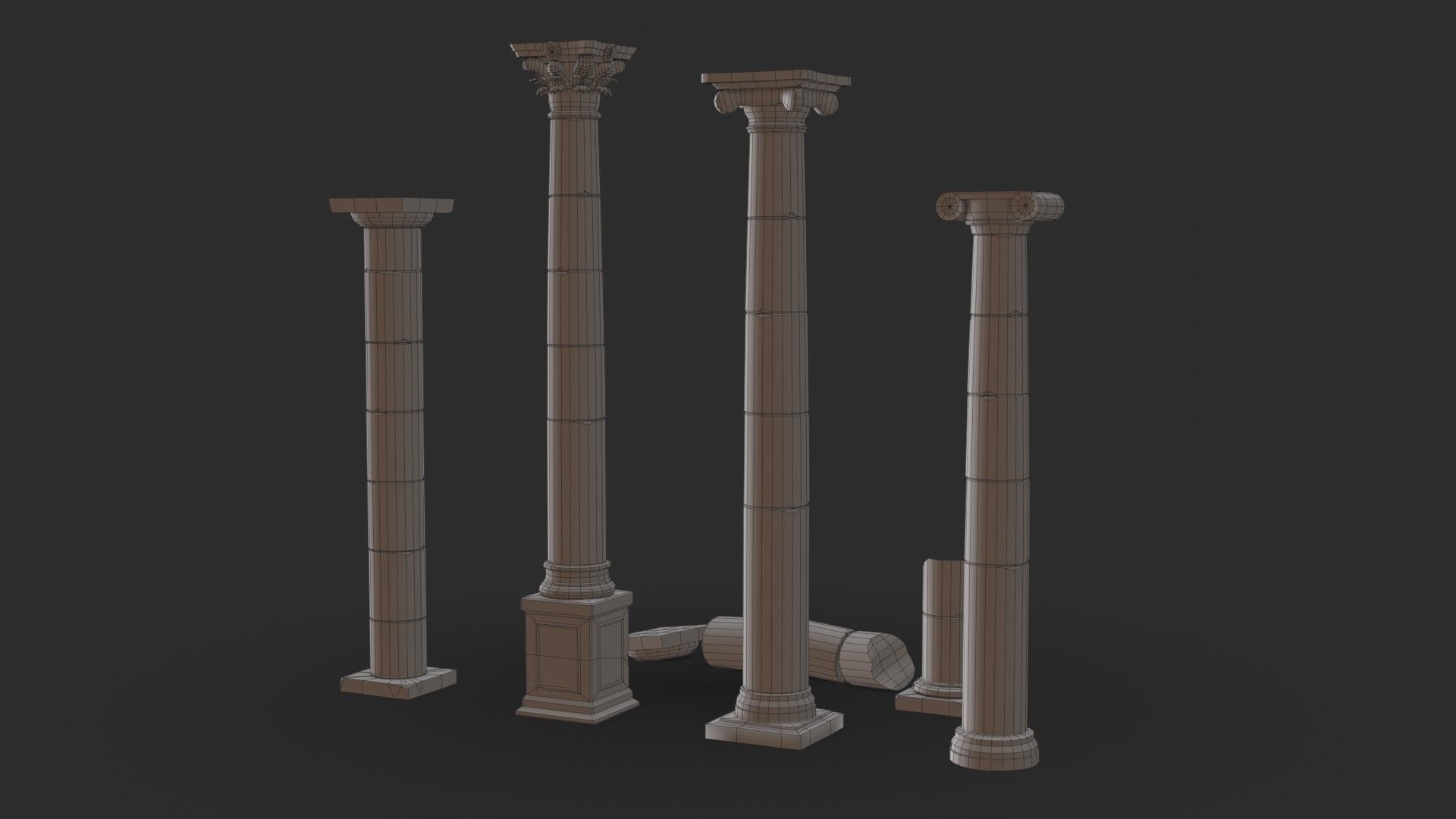Columns Modular 02 Low-poly 3D model_15