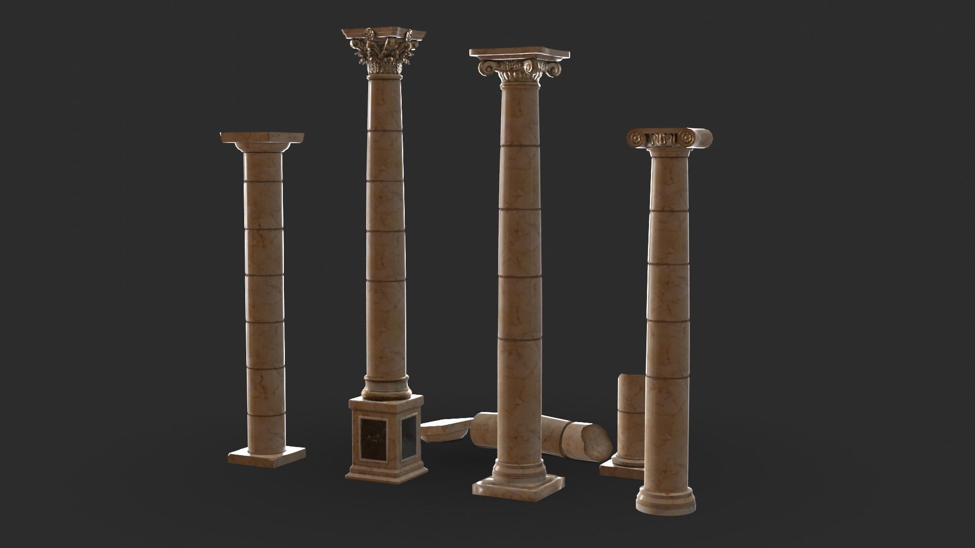 Columns Modular 03 Low-poly 3D model_3