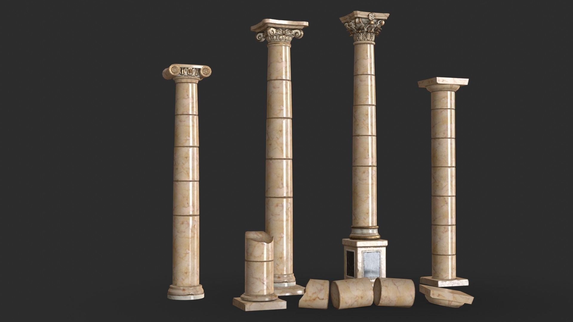 Columns Modular 03 Low-poly 3D model_2