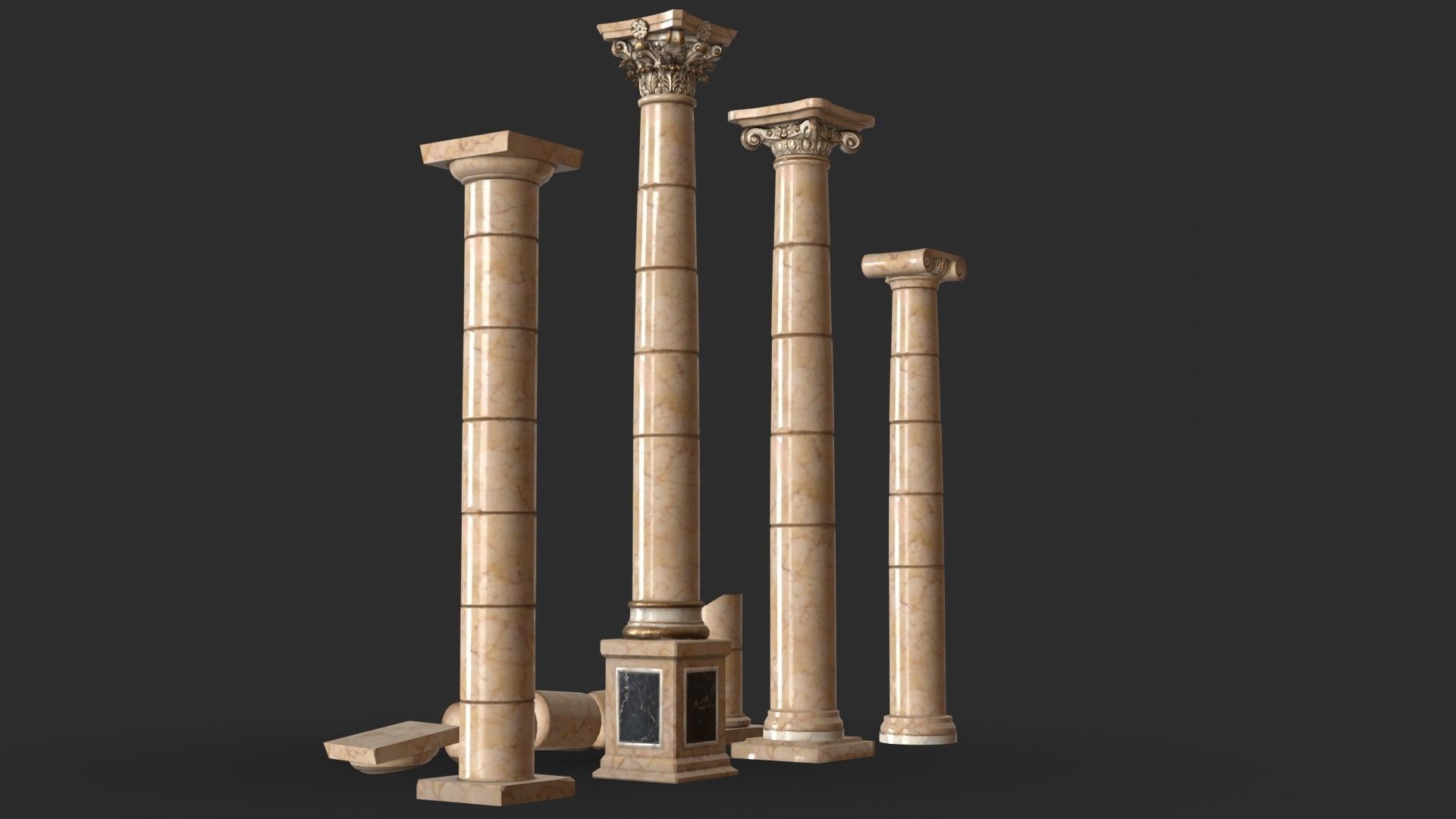 Columns Modular 03 Low-poly 3D model_4