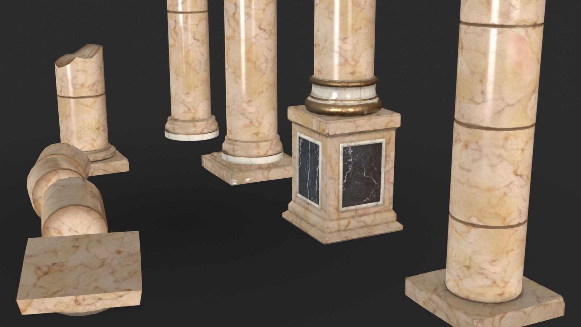 Columns Modular 03 Low-poly 3D model_5