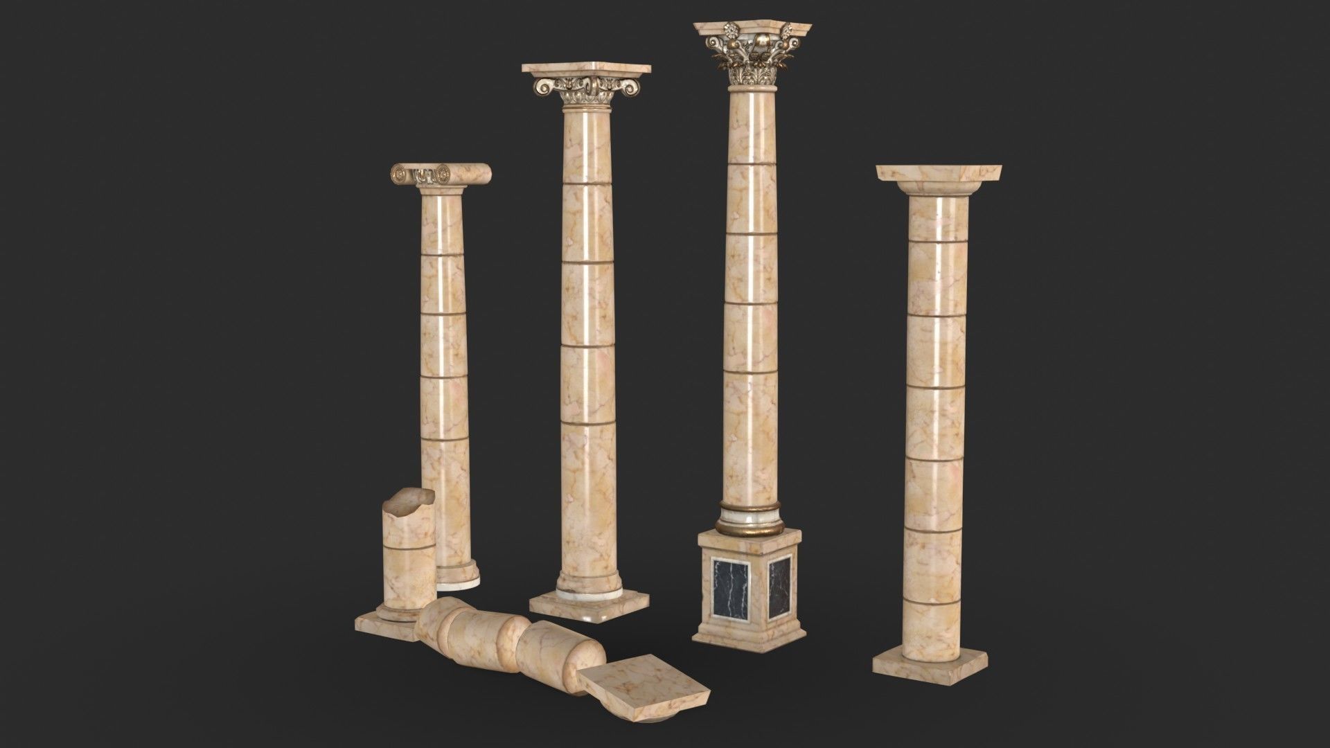 Columns Modular 03 Low-poly 3D model_1