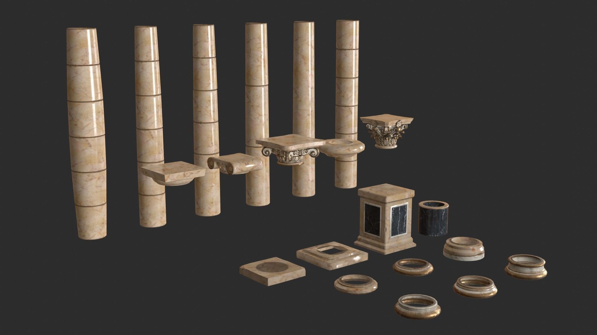 Columns Modular 03 Low-poly 3D model_8