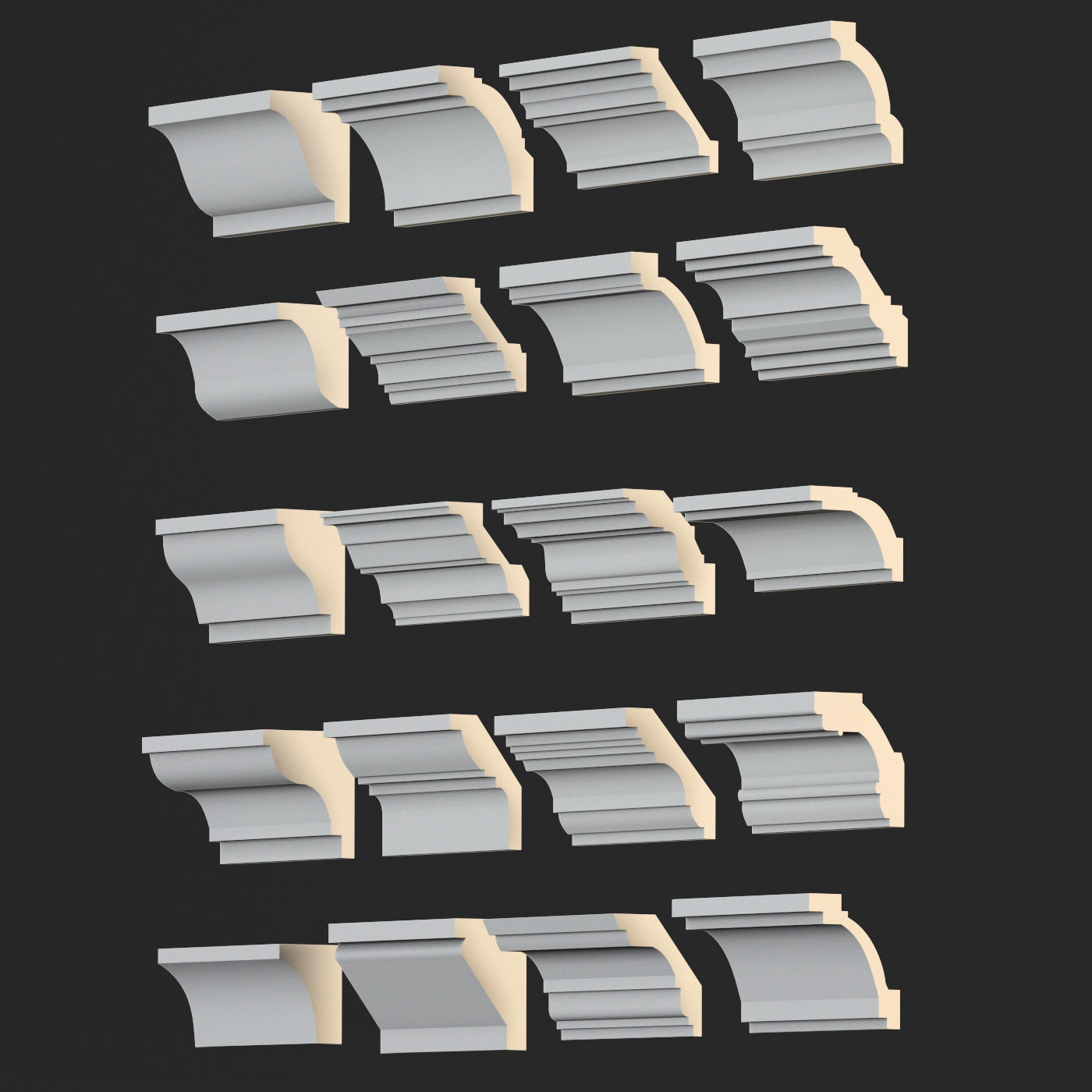 3D model cornice set 4 20model VR / AR / low-poly | CGTrader