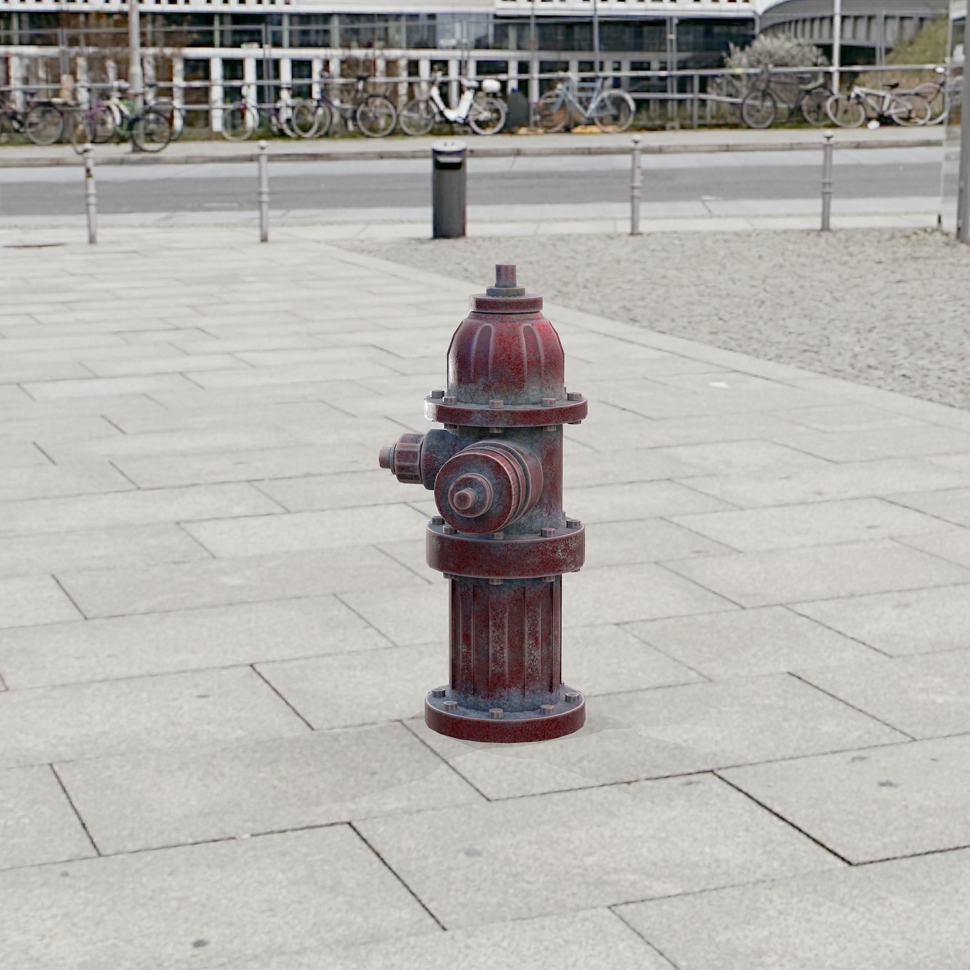 Fire Hydrant Multicolor Low-poly 3D model_9