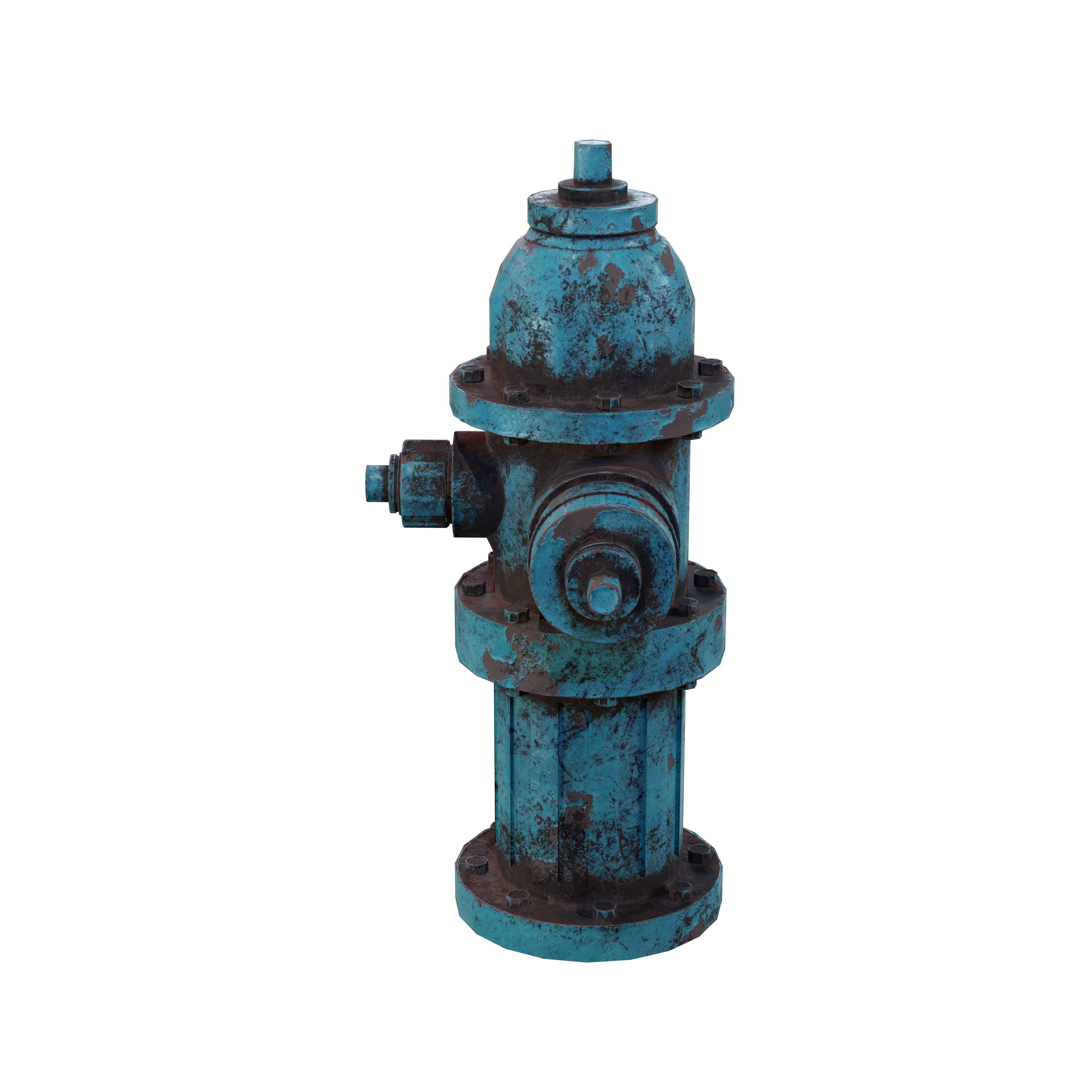 Fire Hydrant Multicolor Low-poly 3D model_4