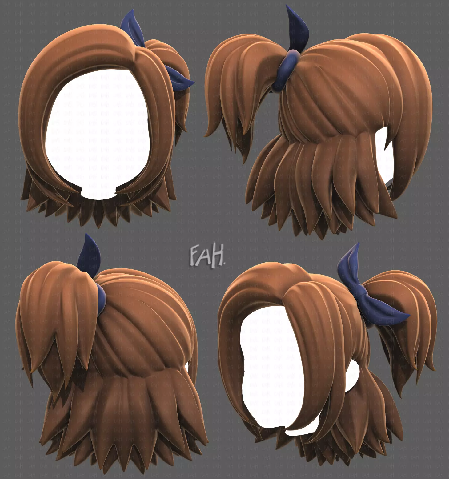Base Hair for girl V41 Low-poly 3D model