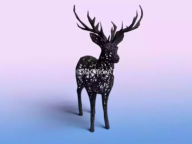 DEER WITH ANTLERS - WIRE ART DEER - CHRISMAS DEER 3D print model