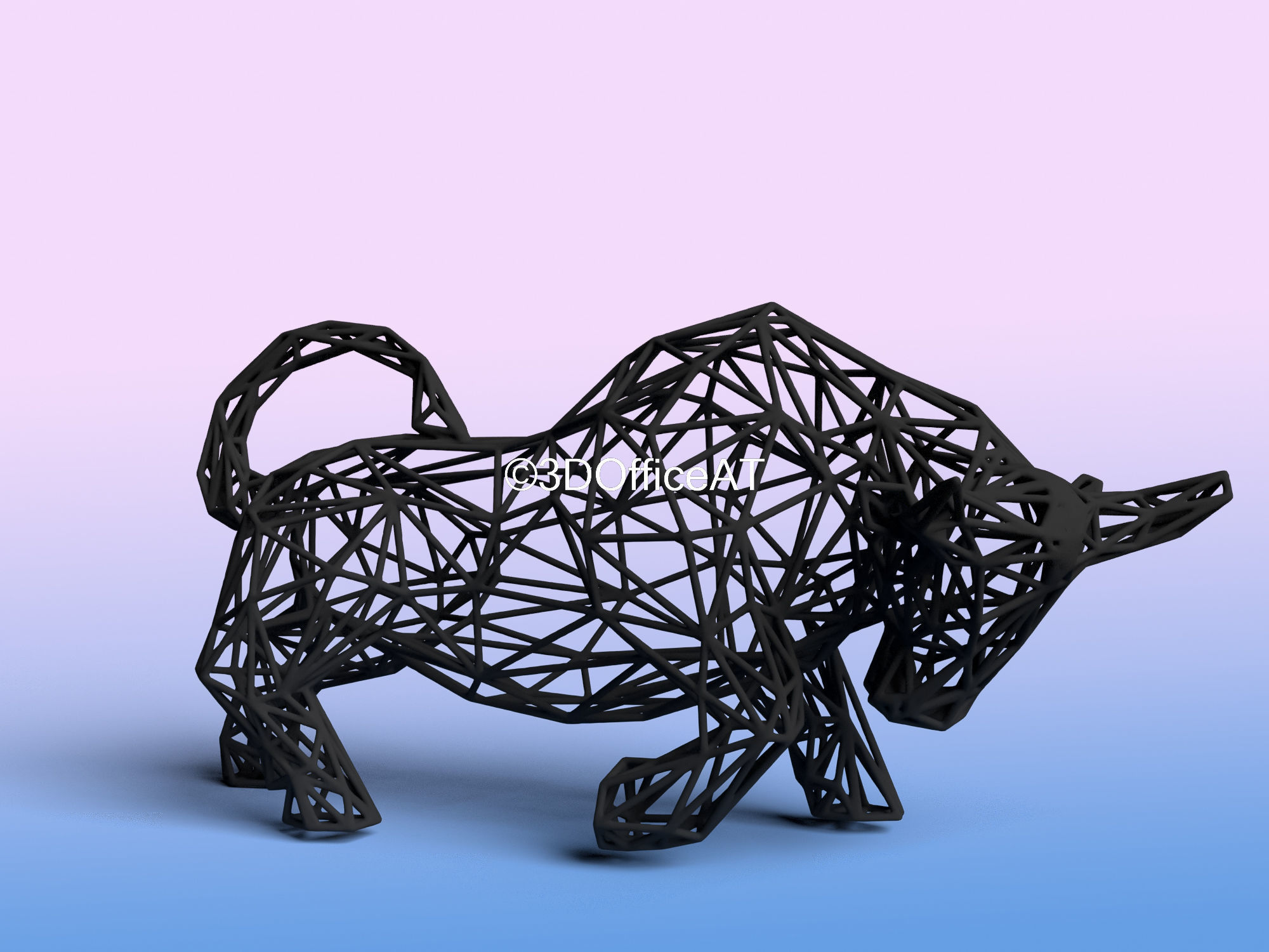 STOCK MARKET BULL - WIRE ART - BITCOIN BULL - ZODIAC SIGN 3D print model_13