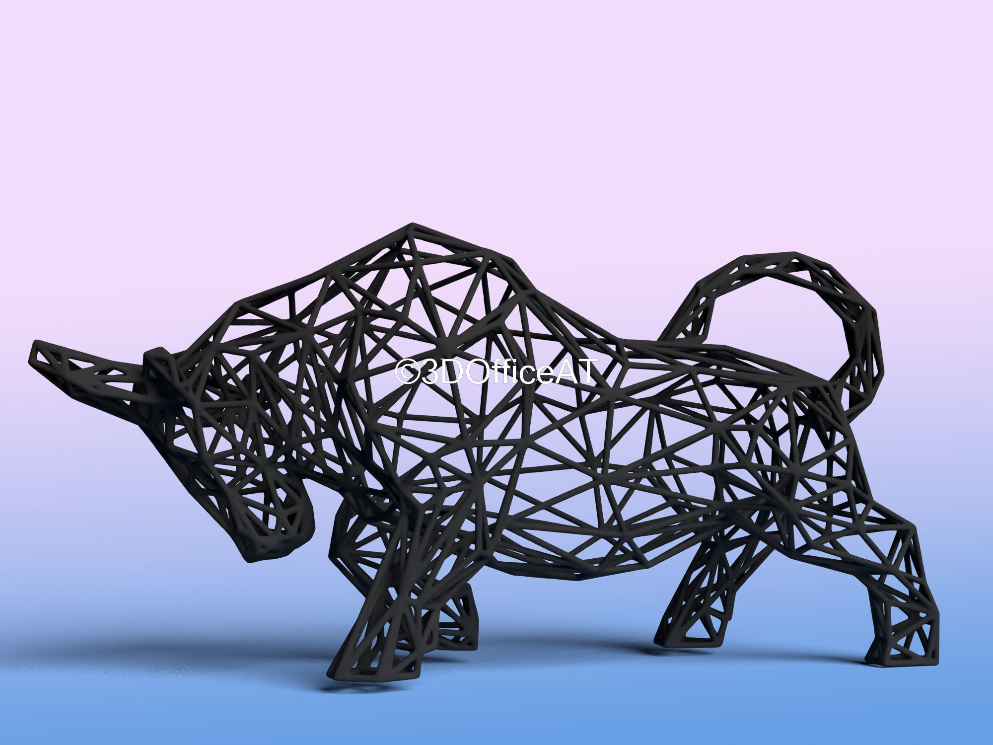 STOCK MARKET BULL - WIRE ART - BITCOIN BULL - ZODIAC SIGN 3D print model_4
