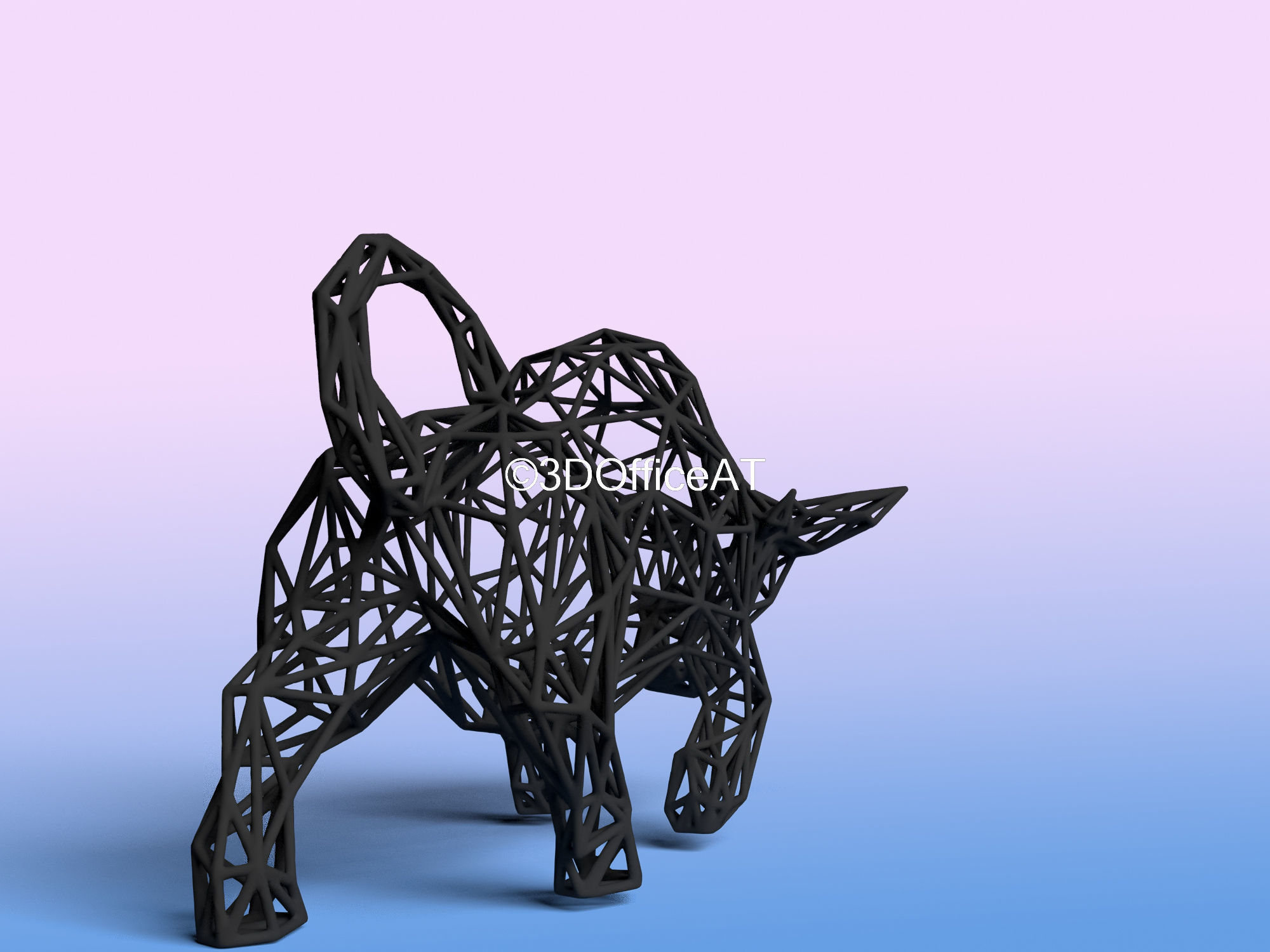 STOCK MARKET BULL - WIRE ART - BITCOIN BULL - ZODIAC SIGN 3D print model_6