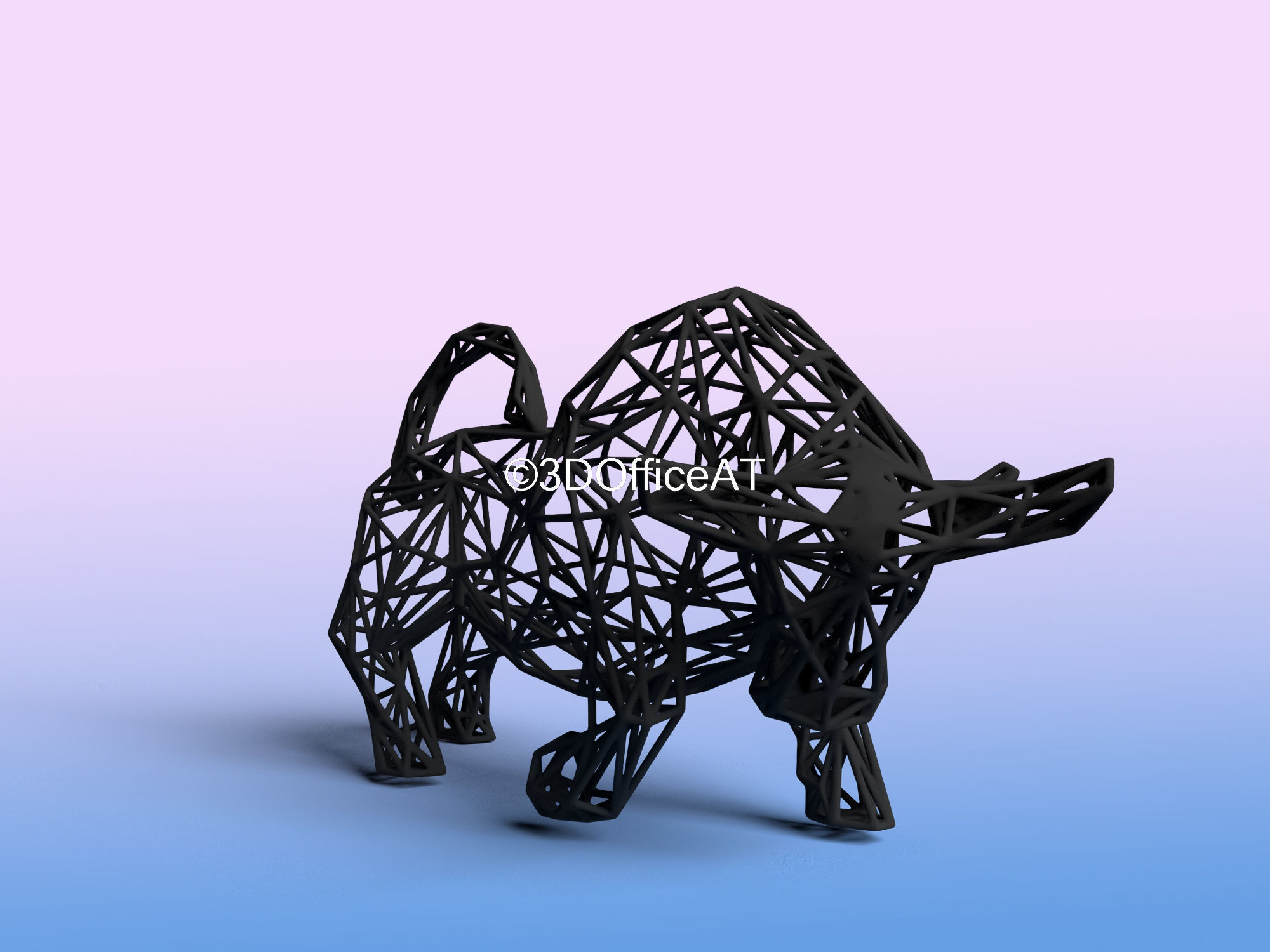 STOCK MARKET BULL - WIRE ART - BITCOIN BULL - ZODIAC SIGN 3D print model_8