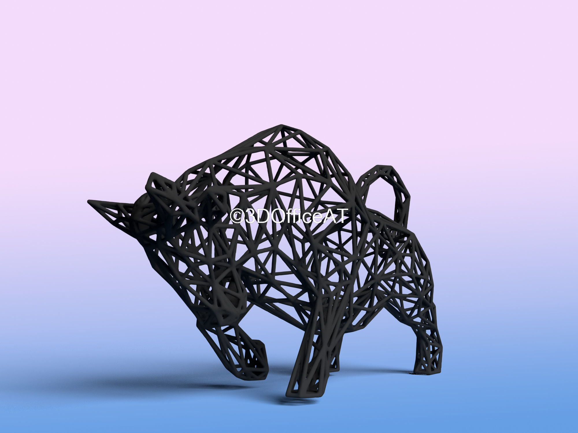 STOCK MARKET BULL - WIRE ART - BITCOIN BULL - ZODIAC SIGN 3D print model_3