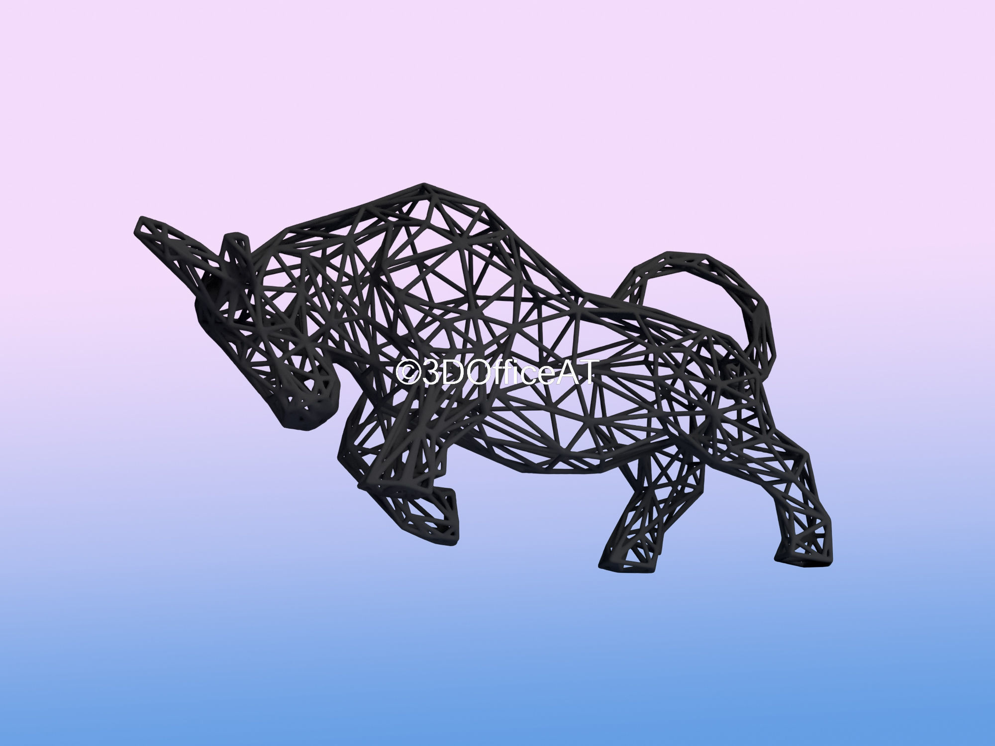 STOCK MARKET BULL - WIRE ART - BITCOIN BULL - ZODIAC SIGN 3D print model_10