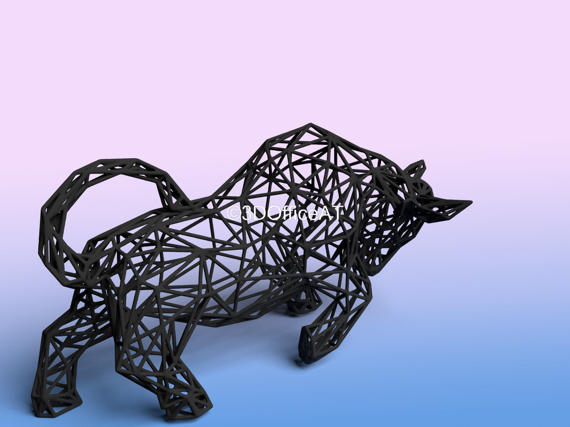 STOCK MARKET BULL - WIRE ART - BITCOIN BULL - ZODIAC SIGN 3D print model_7
