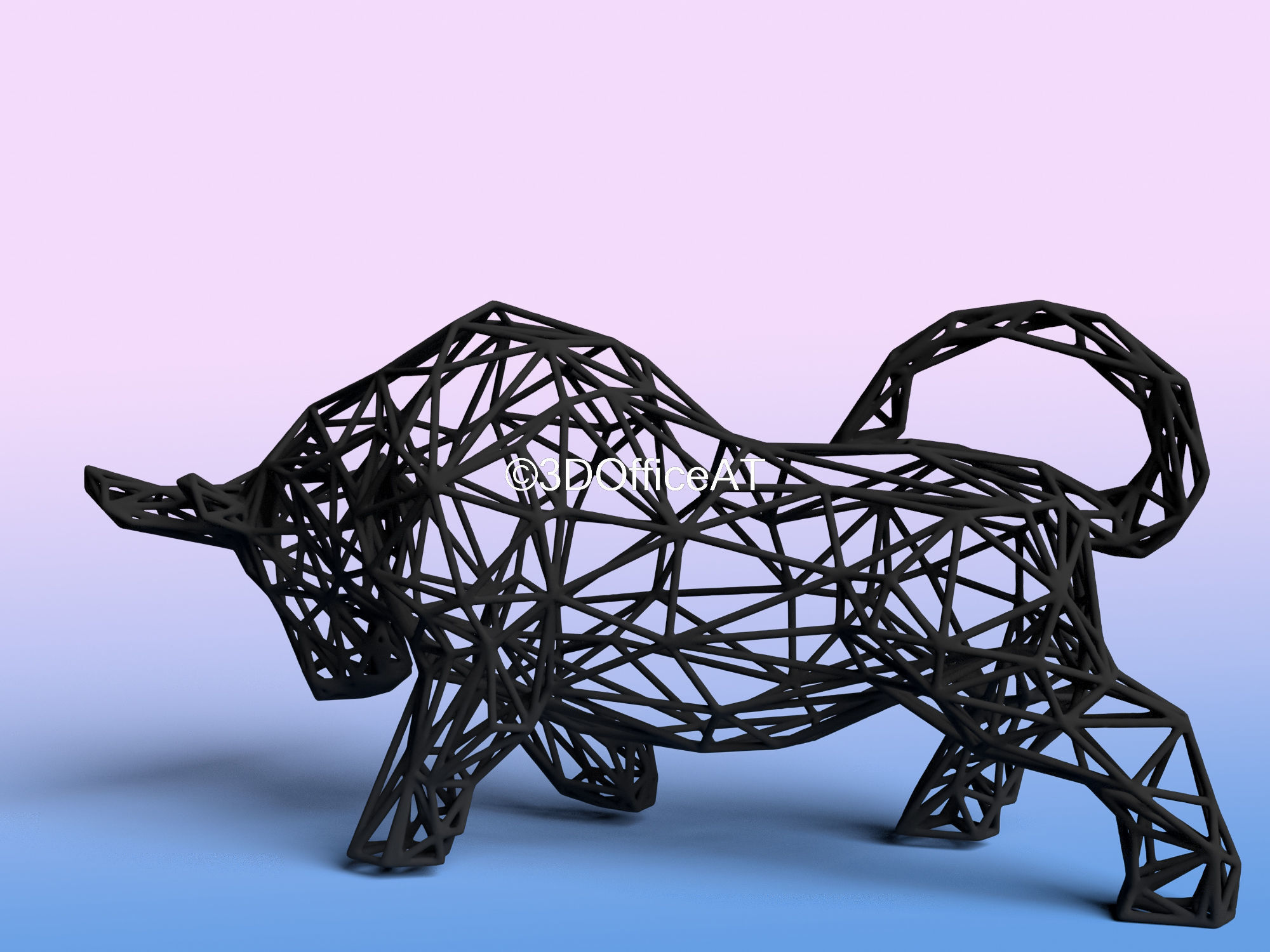 STOCK MARKET BULL - WIRE ART - BITCOIN BULL - ZODIAC SIGN 3D print model_5