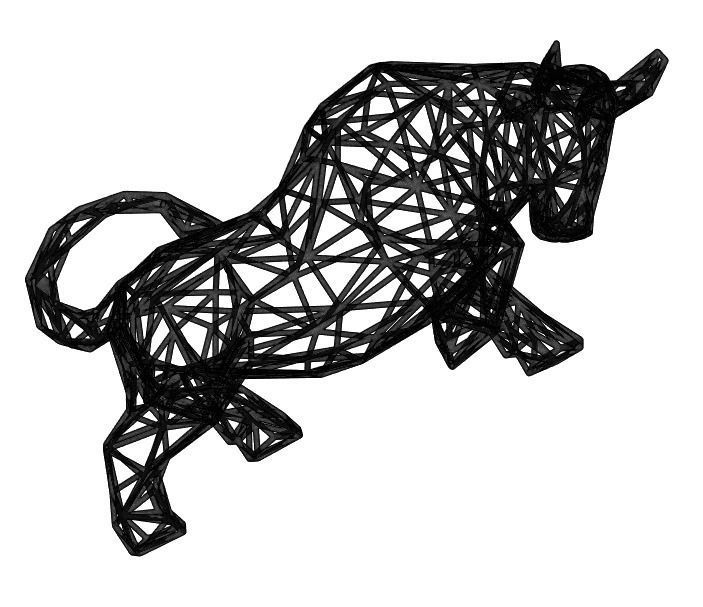 STOCK MARKET BULL - WIRE ART - BITCOIN BULL - ZODIAC SIGN 3D print model_11