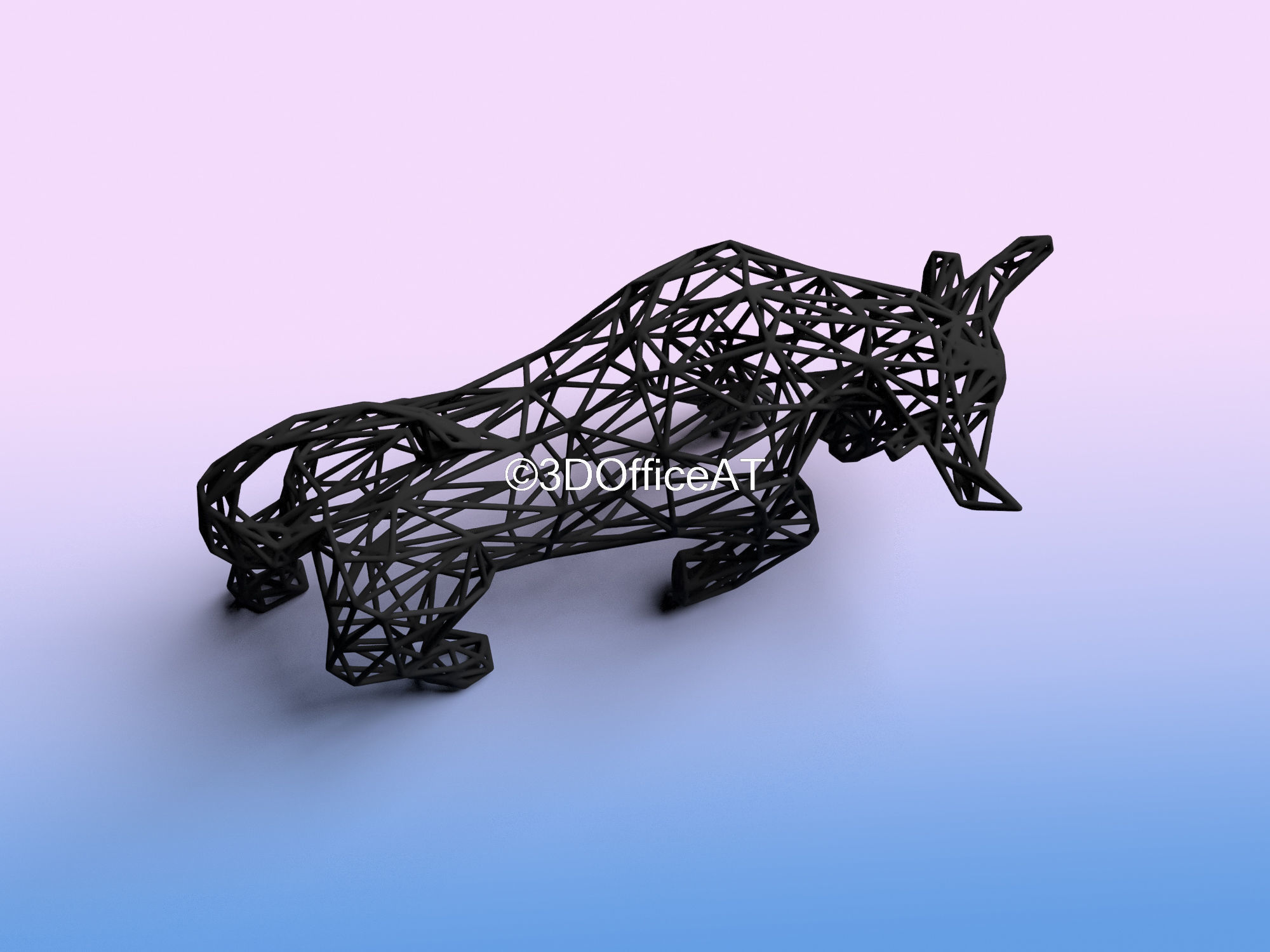 STOCK MARKET BULL - WIRE ART - BITCOIN BULL - ZODIAC SIGN 3D print model_2