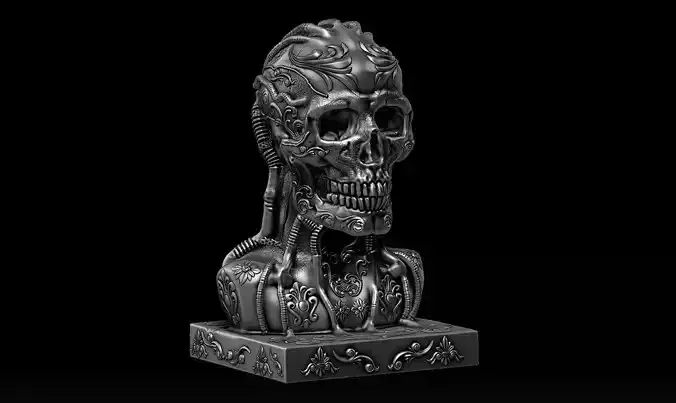 ornament robot skull bust a18 3d print model 3D print model