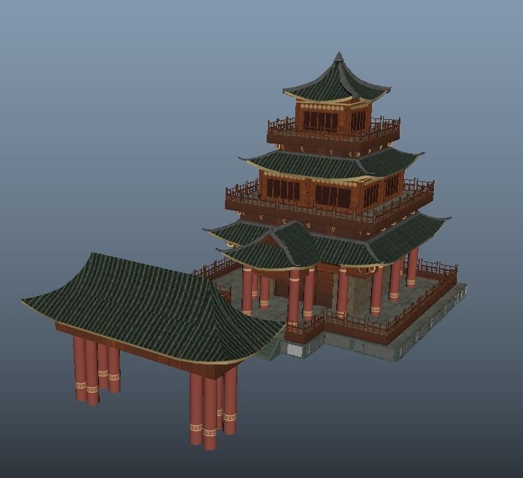 Shrine chinese pagoda - chinese pagoda Free low-poly 3D model_1