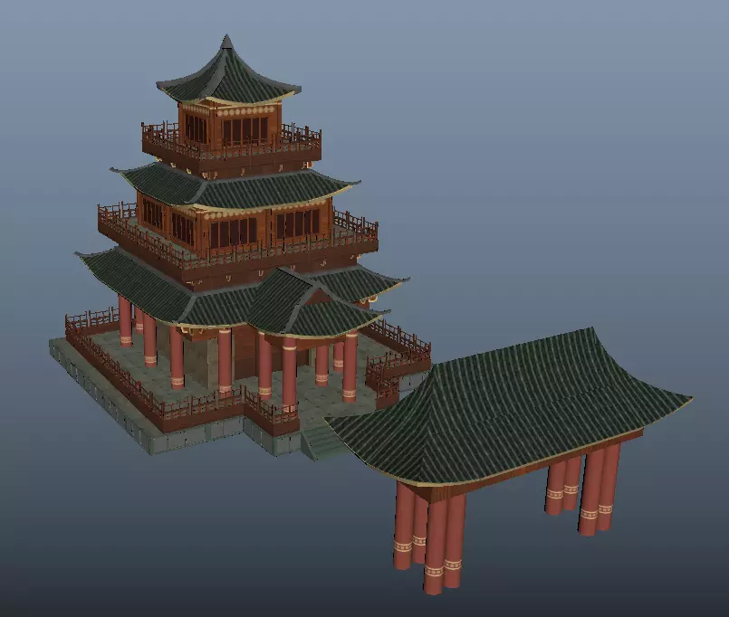 Shrine chinese pagoda - chinese pagoda Free low-poly 3D model_0