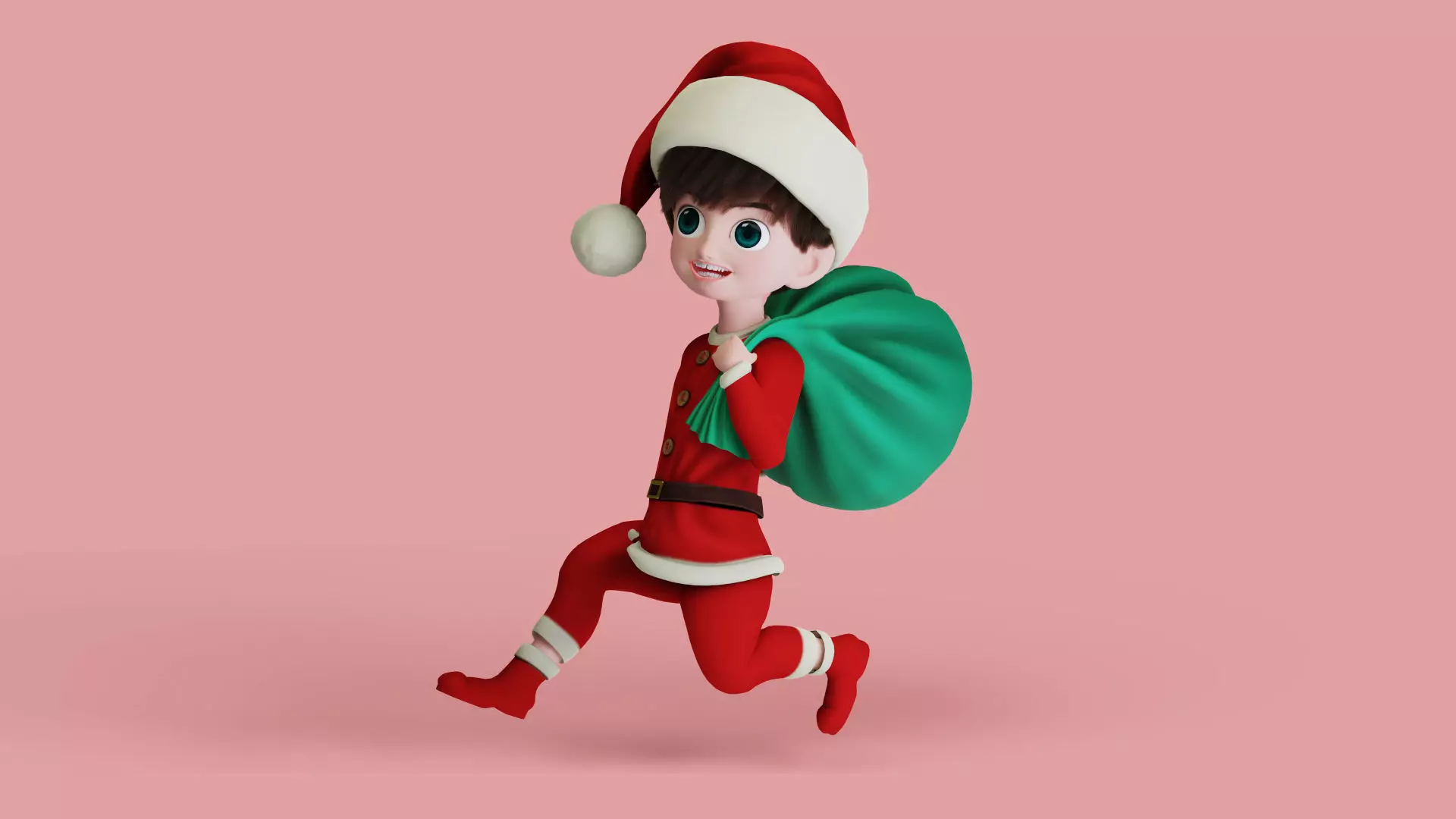 Cartoon Santa Boy Rigged in Blender  Low-poly 3D model_0