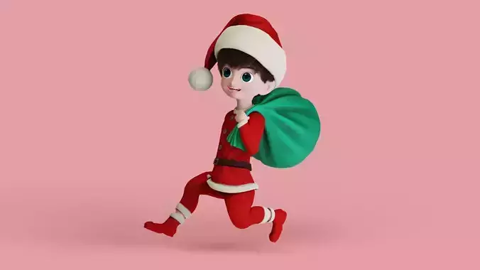 Cartoon Santa Boy Rigged in Blender 