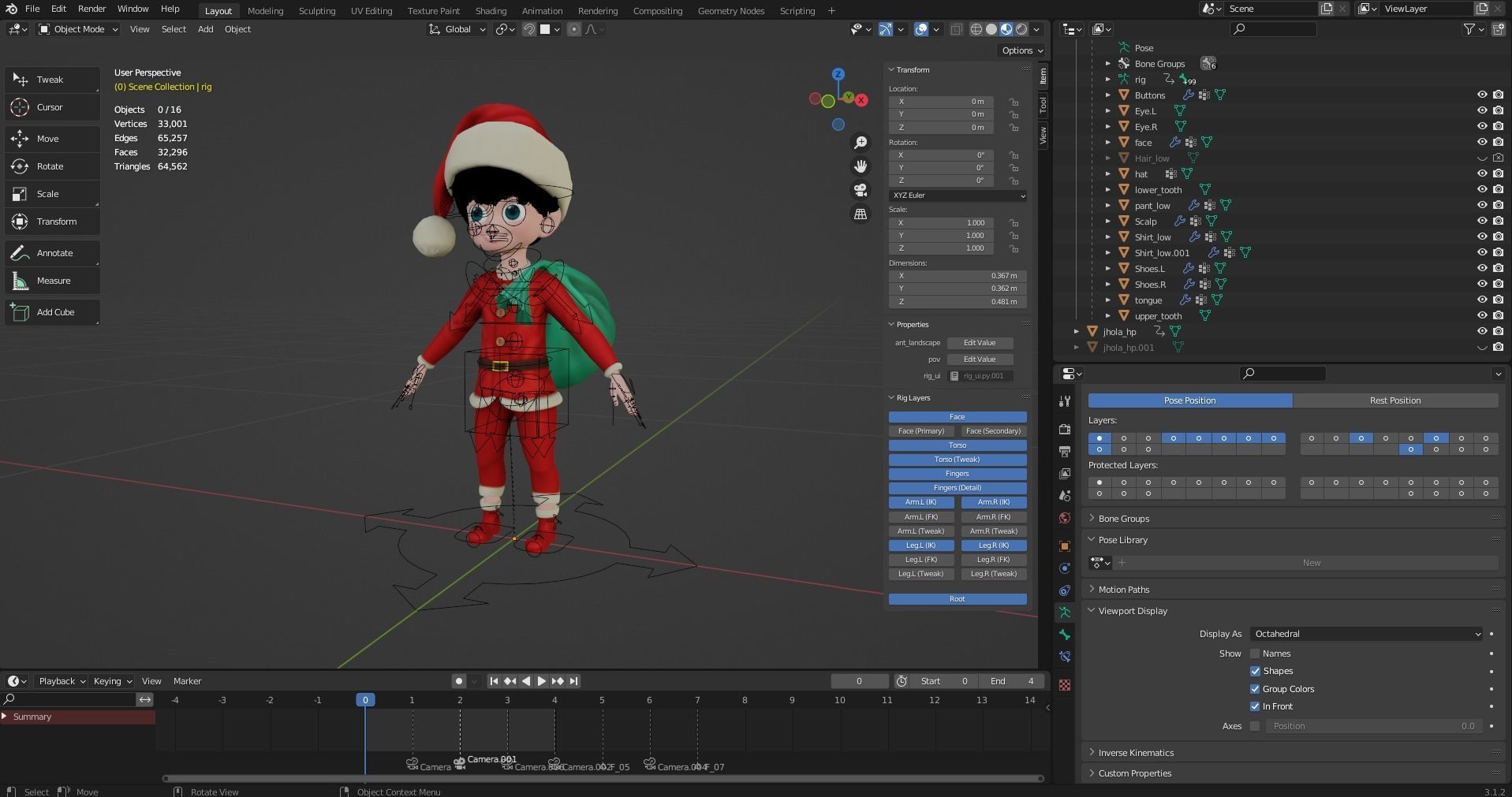 Cartoon Santa Boy Rigged in Blender  Low-poly 3D model_15