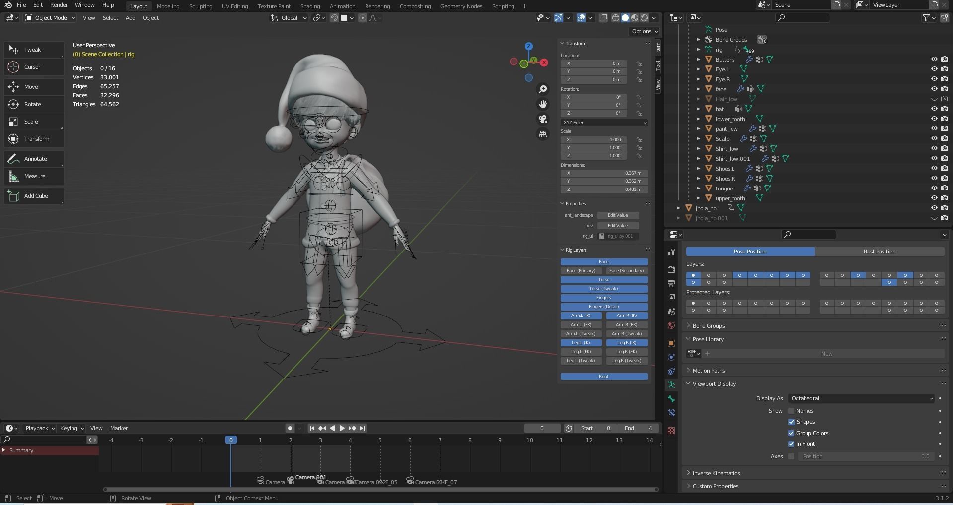 Cartoon Santa Boy Rigged in Blender  Low-poly 3D model_14