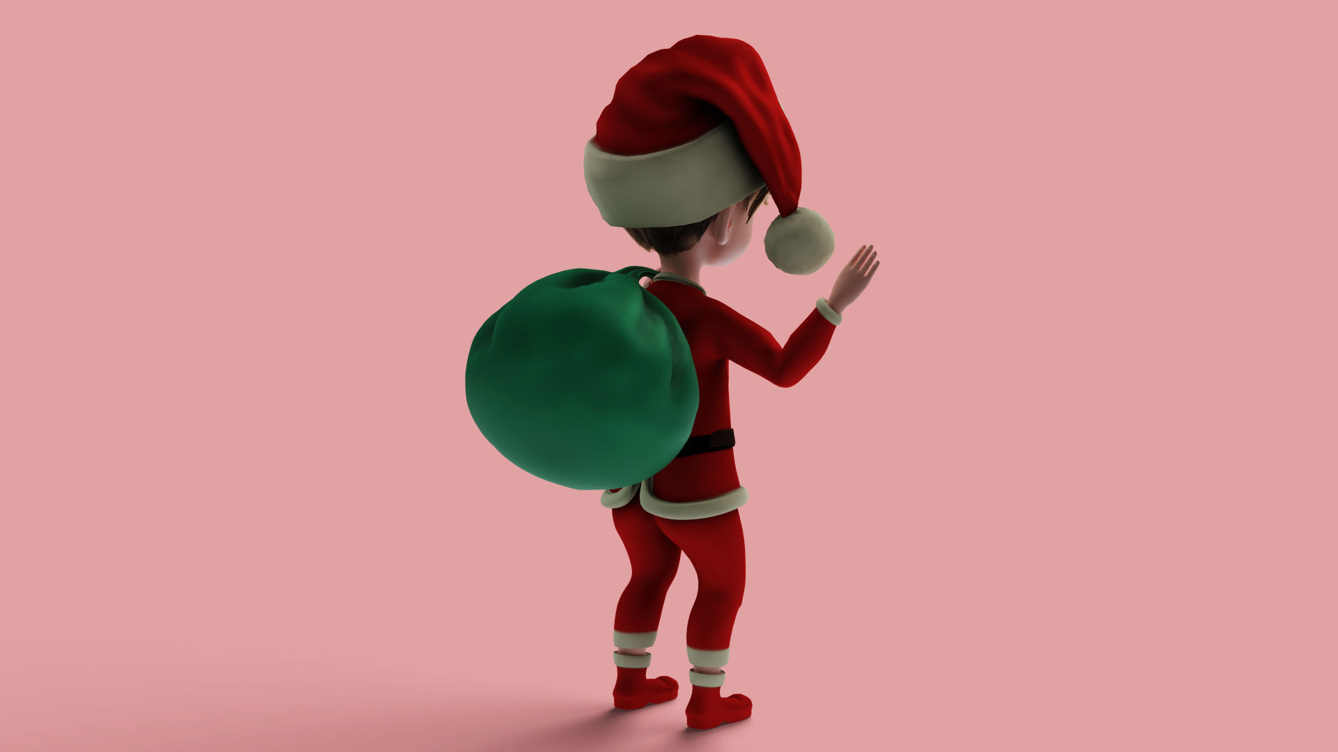 Cartoon Santa Boy Rigged in Blender  Low-poly 3D model_6