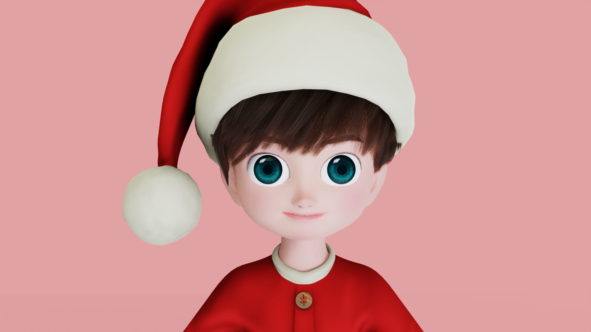 Cartoon Santa Boy Rigged in Blender  Low-poly 3D model_11