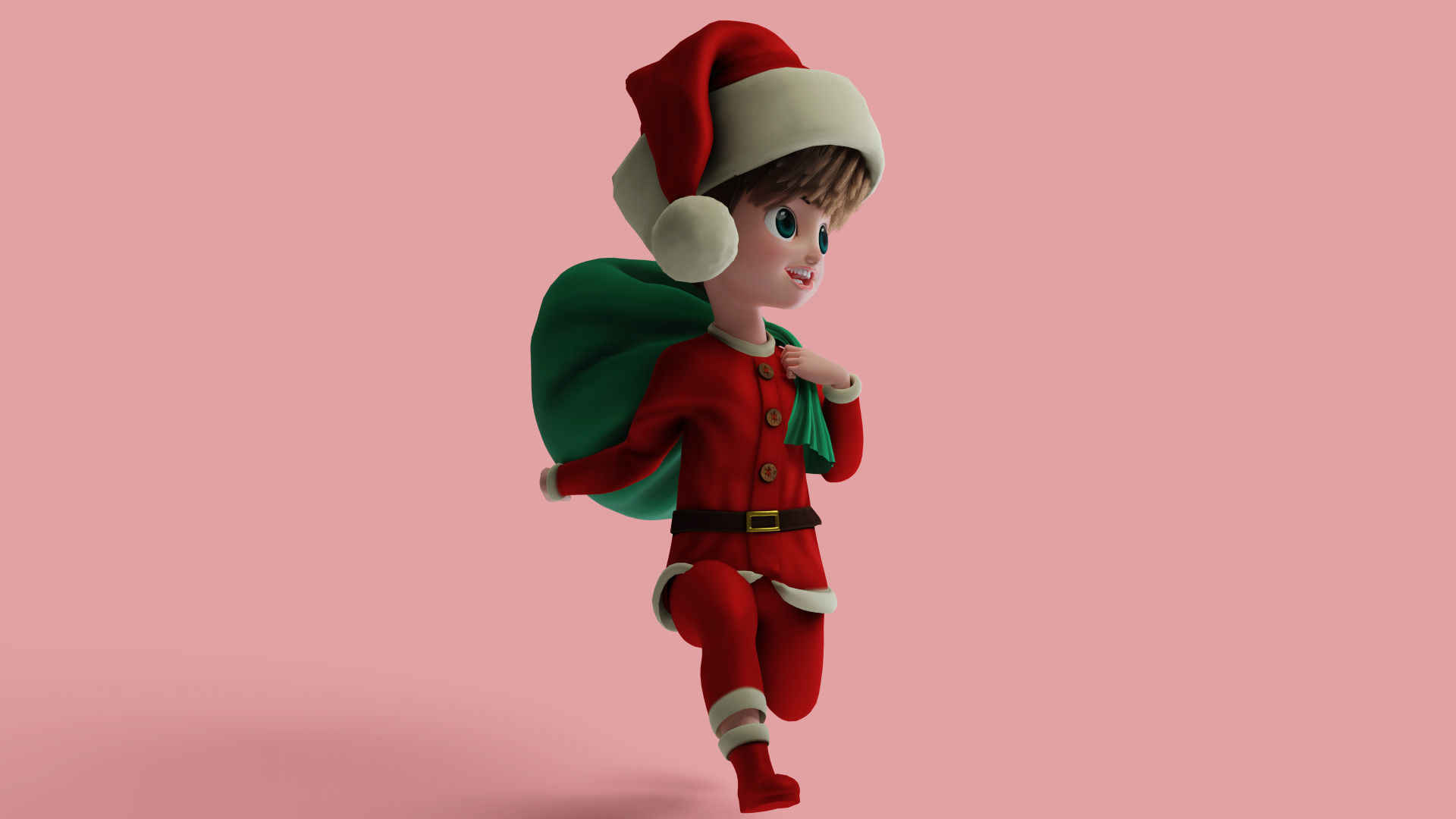 Cartoon Santa Boy Rigged in Blender  Low-poly 3D model_5