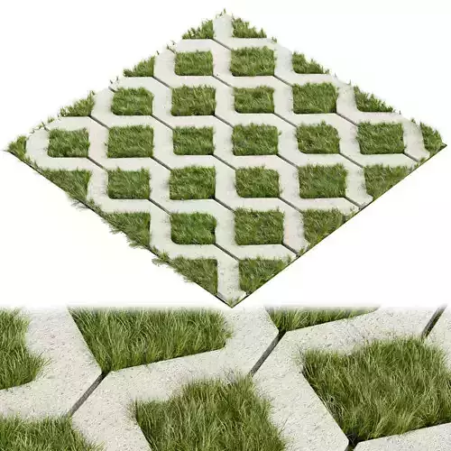 Collection plant vol 398 - grass - concrete - tileable 3D model