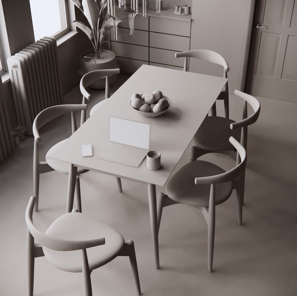 DINING AREA 001 3D MODEL AND SCENE SCANDINAVIAN INTERIORS 3D model_4