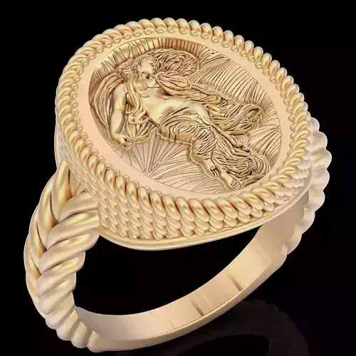 Woman Angel Ring  gold printable jewelry 3D model