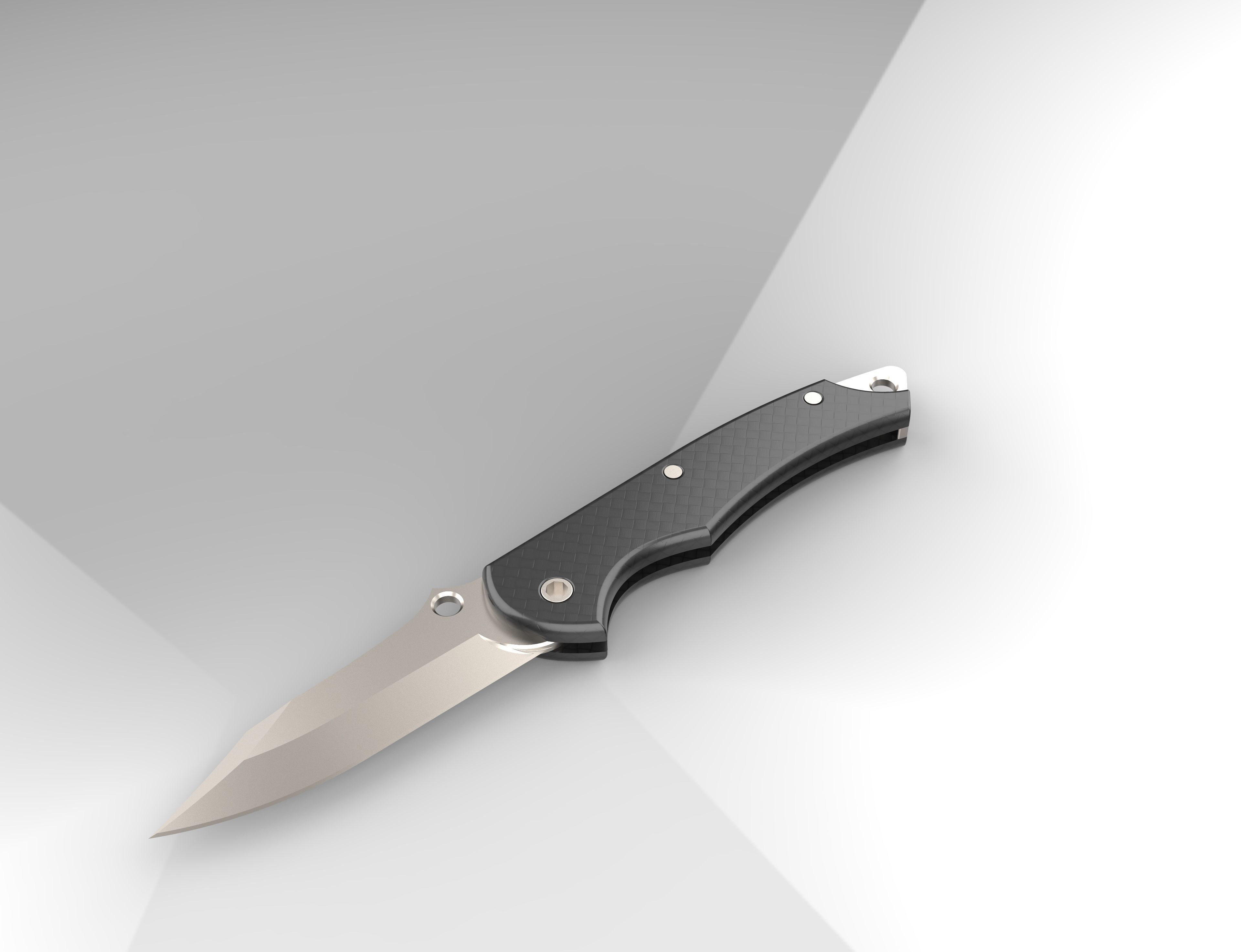 Folding knife with carbon handle 3D model_3