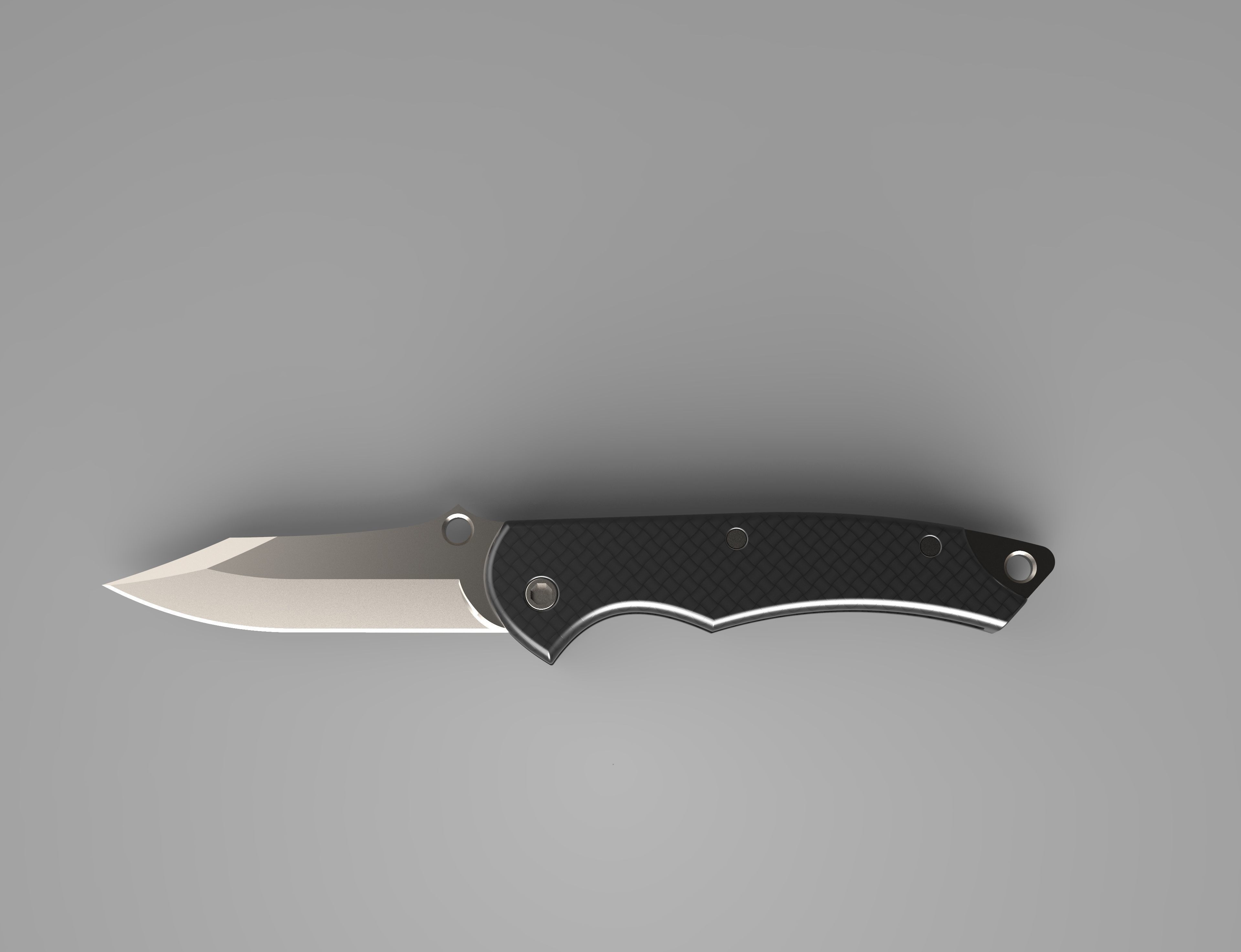 Folding knife with carbon handle 3D model_2