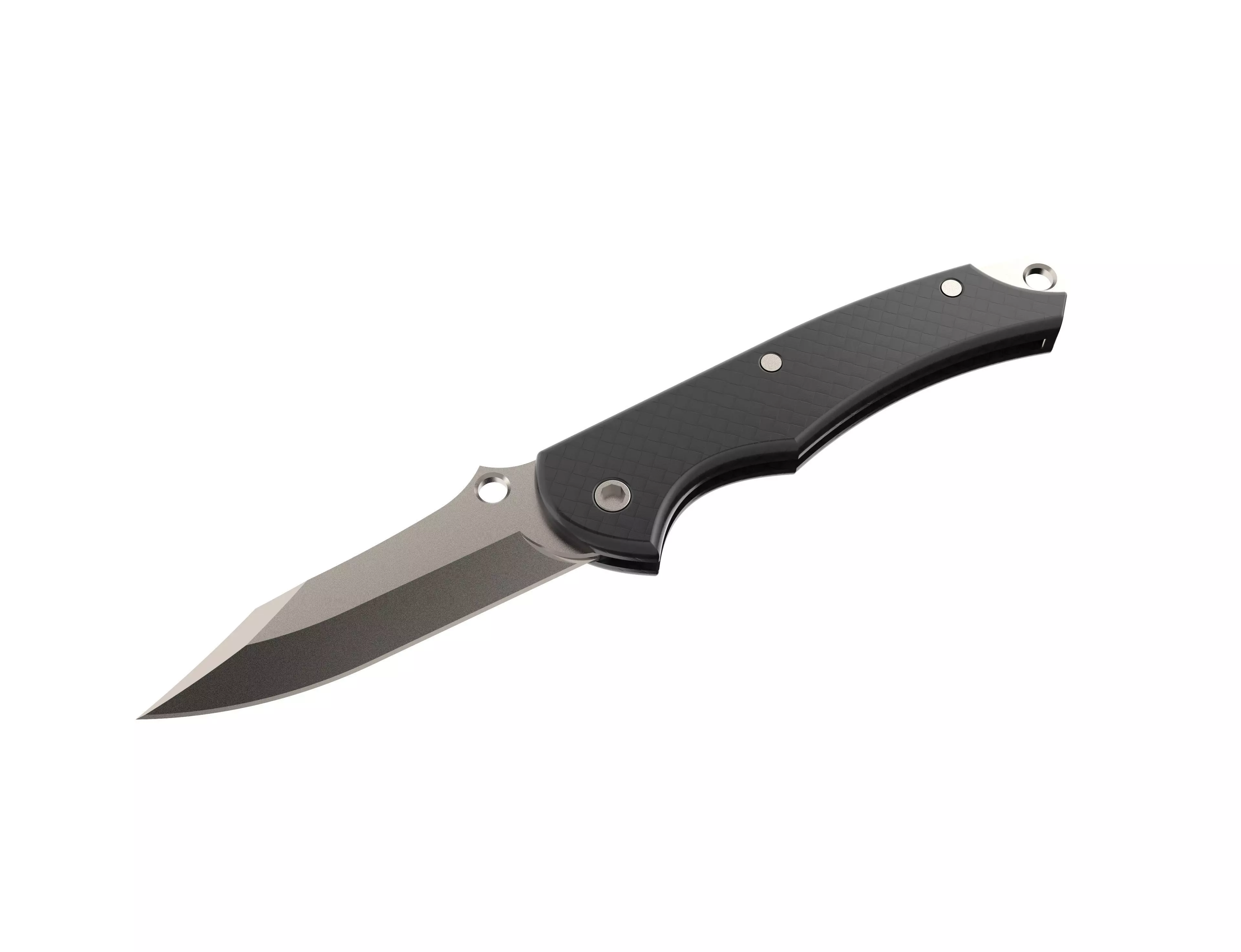 Folding knife with carbon handle 3D model_0