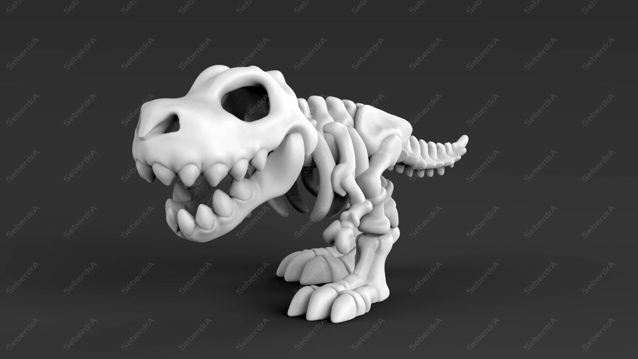 Cute T-REX Fossil STL for 3D print model_2
