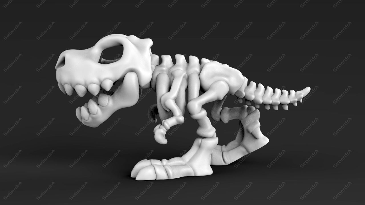 Cute T-REX Fossil STL for 3D print model_1