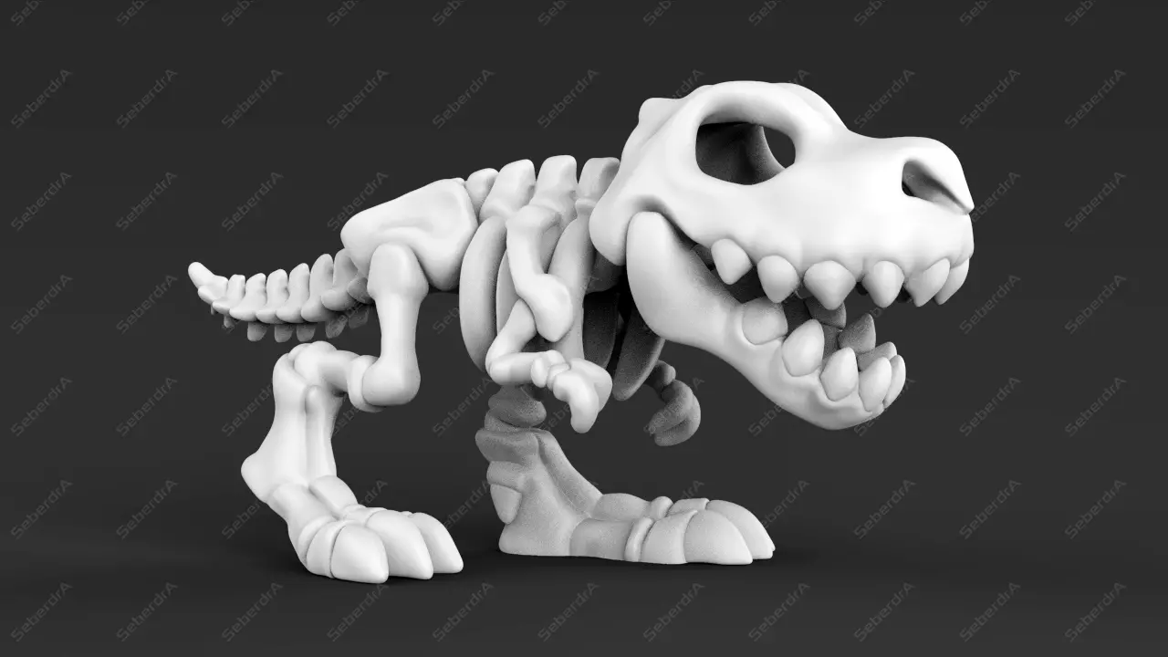 Cute T-REX Fossil STL for 3D print model_0