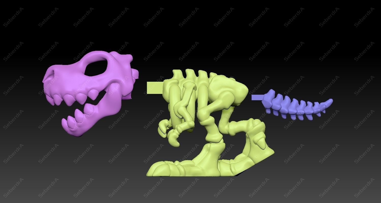 Cute T-REX Fossil STL for 3D print model_5