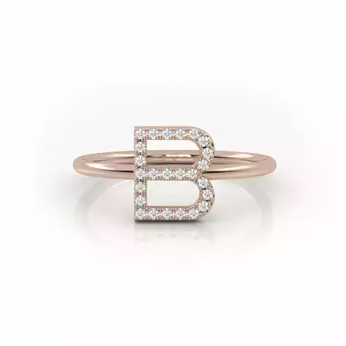 Initial B ring size 54 with professional renderings 3D print model